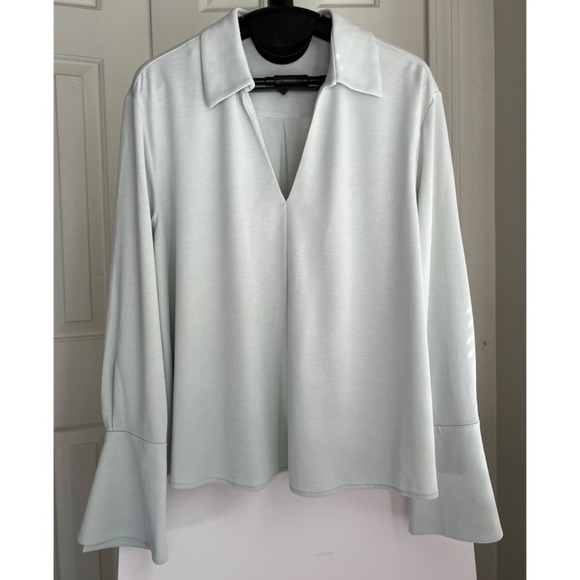 Rebecca Taylor Sand Washed Collared Shirt Blouse Light Sage Pullover, Size S - Picture 1 of 11